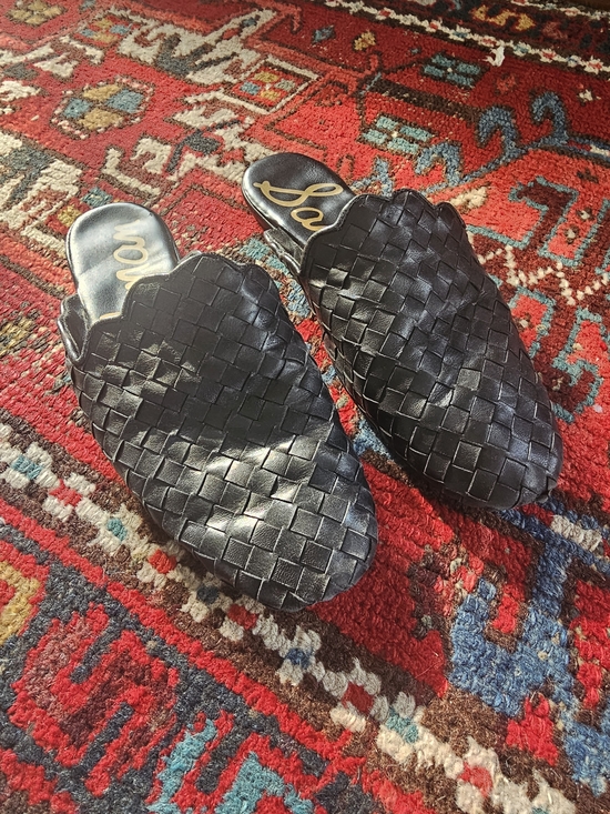 Sam Edelman Shoes - Sam Edelman Black Woven Leather Slip-On Mules